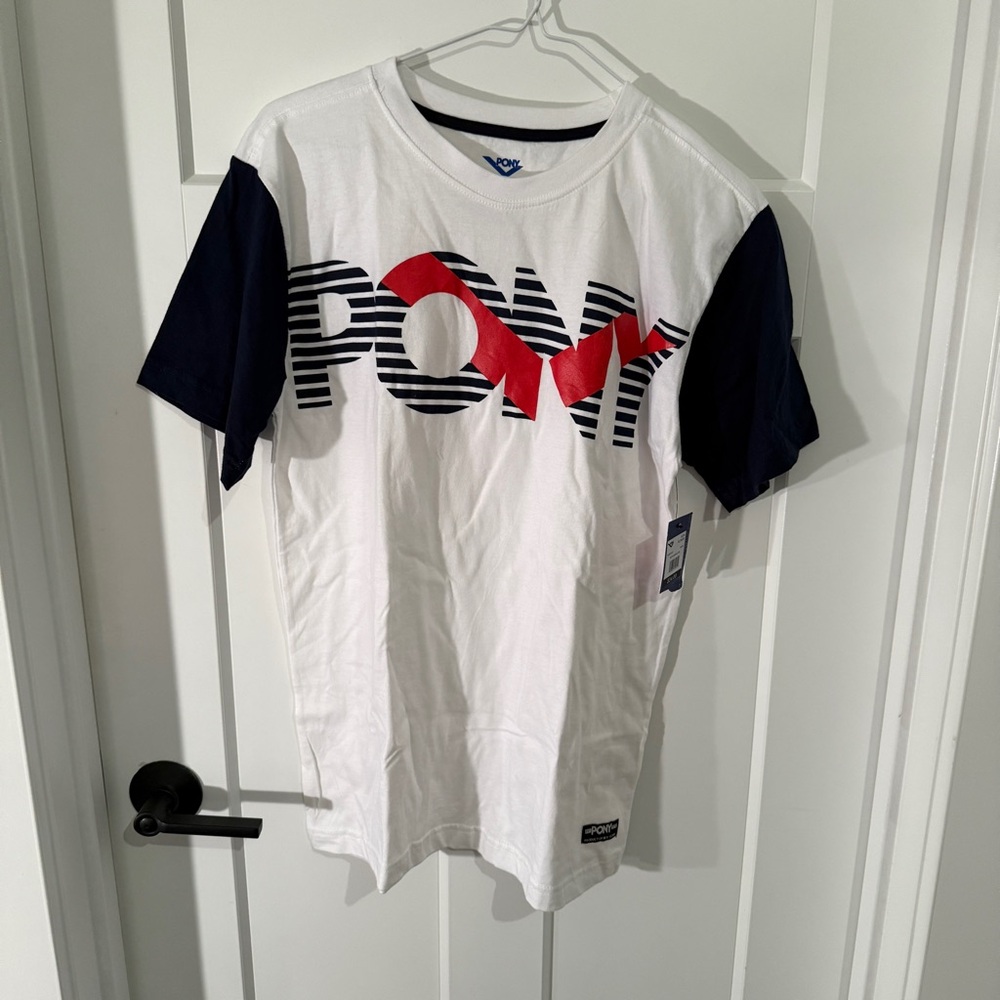 Pony White, Red, and Navy Graphic Tee NWT
